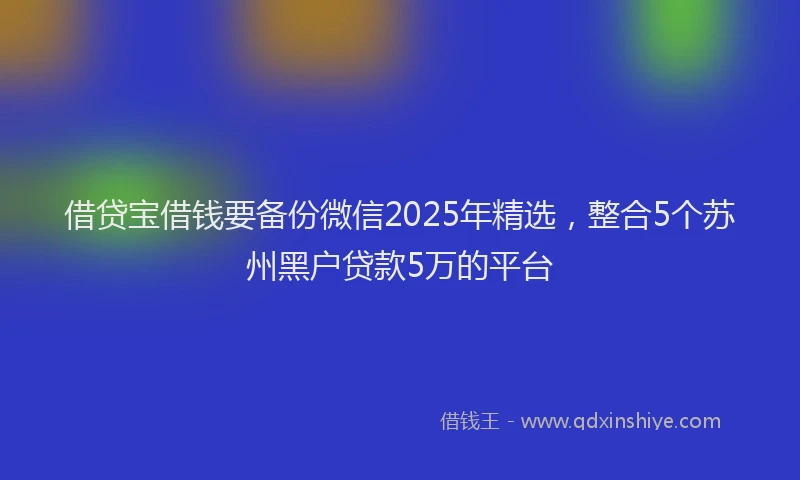 借贷宝借钱要备份微信2025年精选，整合5个苏州黑户贷款5万的平台