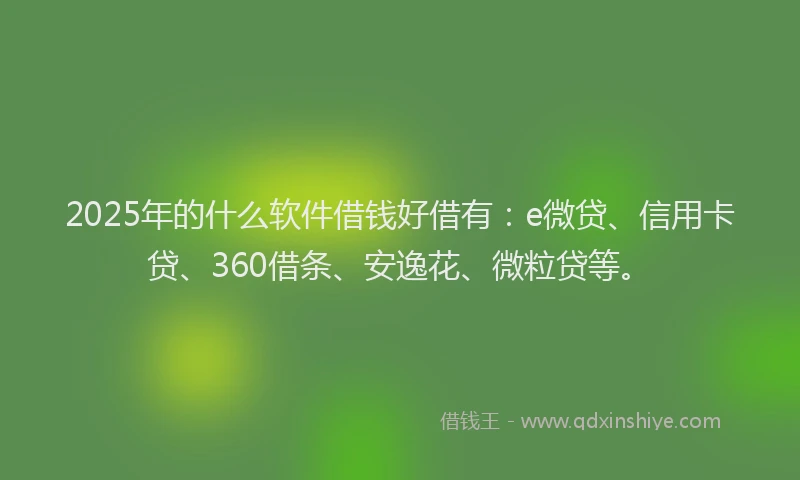 2025年的什么软件借钱好借有：e微贷、信用卡贷、360借条、安逸花、微粒贷等。