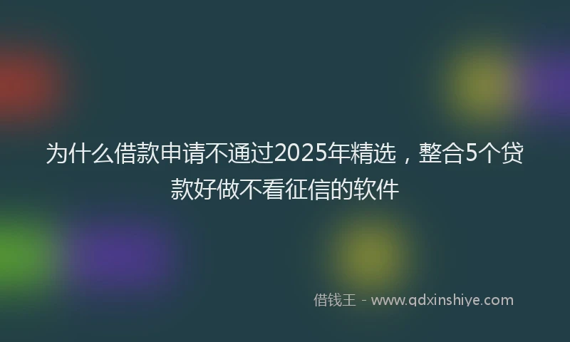 为什么借款申请不通过2025年精选，整合5个贷款好做不看征信的软件
