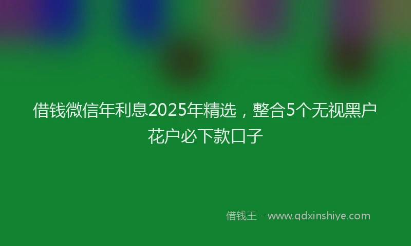 借钱微信年利息2025年精选，整合5个无视黑户花户必下款口子