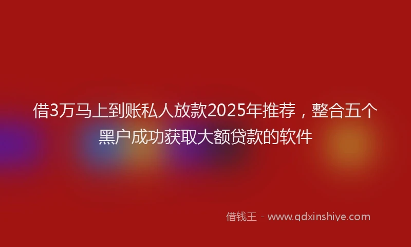 借3万马上到账私人放款2025年推荐，整合五个黑户成功获取大额贷款的软件