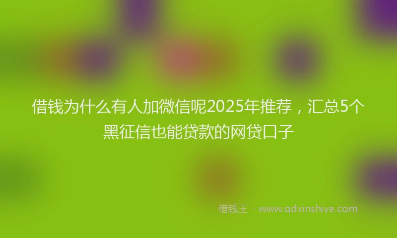借钱为什么有人加微信呢2025年推荐，汇总5个黑征信也能贷款的网贷口子