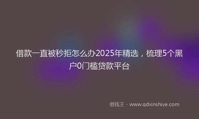 借款一直被秒拒怎么办2025年精选，梳理5个黑户0门槛贷款平台