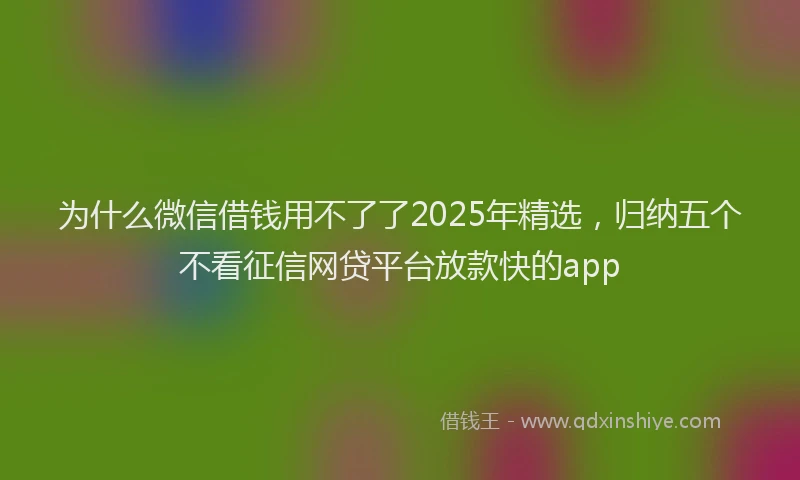 为什么微信借钱用不了了2025年精选，归纳五个不看征信网贷平台放款快的app