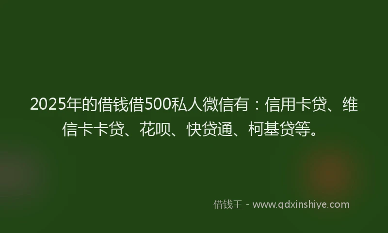2025年的借钱借500私人微信有：信用卡贷、维信卡卡贷、花呗、快贷通、柯基贷等。