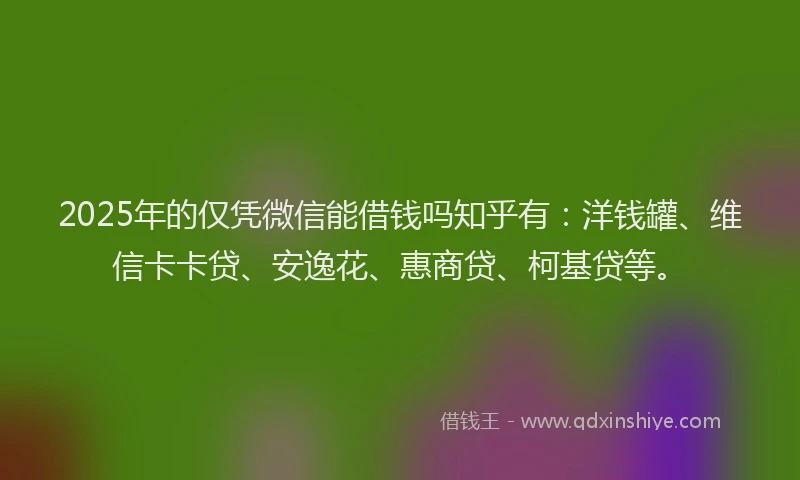 2025年的仅凭微信能借钱吗知乎有：洋钱罐、维信卡卡贷、安逸花、惠商贷、柯基贷等。