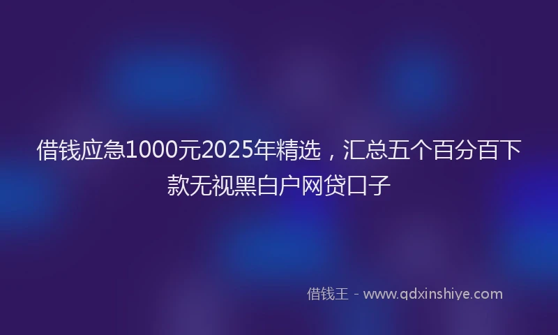 借钱应急1000元2025年精选，汇总五个百分百下款无视黑白户网贷口子