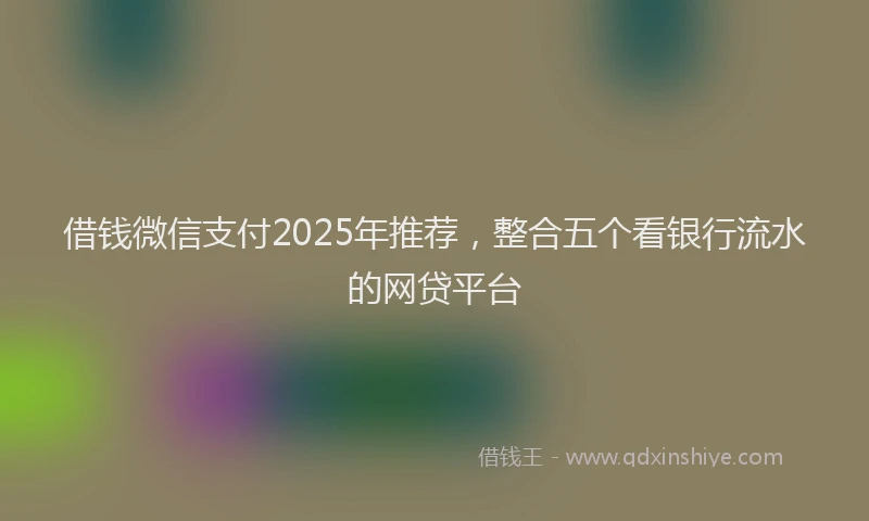借钱微信支付2025年推荐，整合五个看银行流水的网贷平台