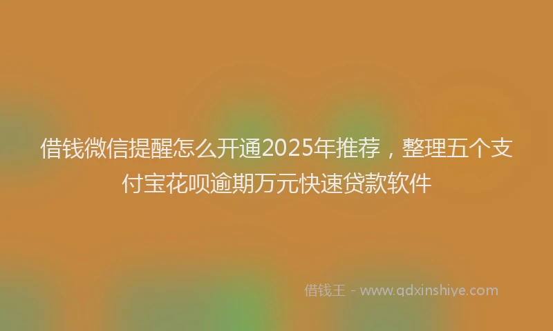 借钱微信提醒怎么开通2025年推荐，整理五个支付宝花呗逾期万元快速贷款软件