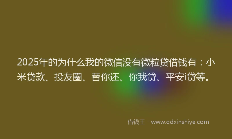 2025年的为什么我的微信没有微粒贷借钱有：小米贷款、投友圈、替你还、你我贷、平安i贷等。