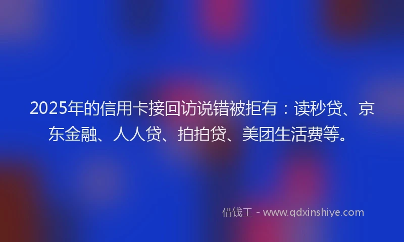 2025年的信用卡接回访说错被拒有：读秒贷、京东金融、人人贷、拍拍贷、美团生活费等。