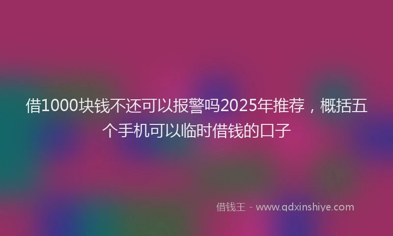 借1000块钱不还可以报警吗2025年推荐，概括五个手机可以临时借钱的口子