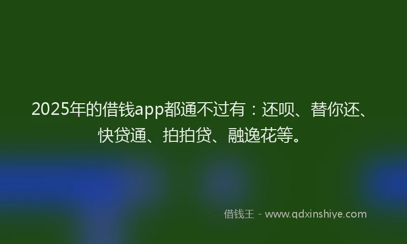 2025年的借钱app都通不过有：还呗、替你还、快贷通、拍拍贷、融逸花等。