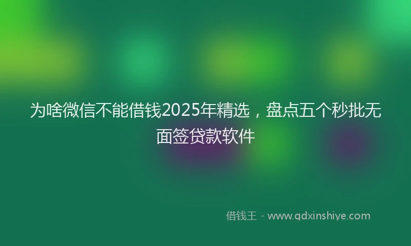 为啥微信不能借钱2025年精选，盘点五个秒批无面签贷款软件