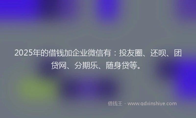 2025年的借钱加企业微信有：投友圈、还呗、团贷网、分期乐、随身贷等。