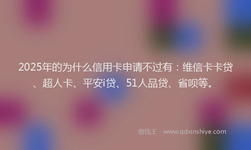 2025年的为什么信用卡申请不过有：维信卡卡贷、超人卡、平安i贷、51人品贷、省呗等。