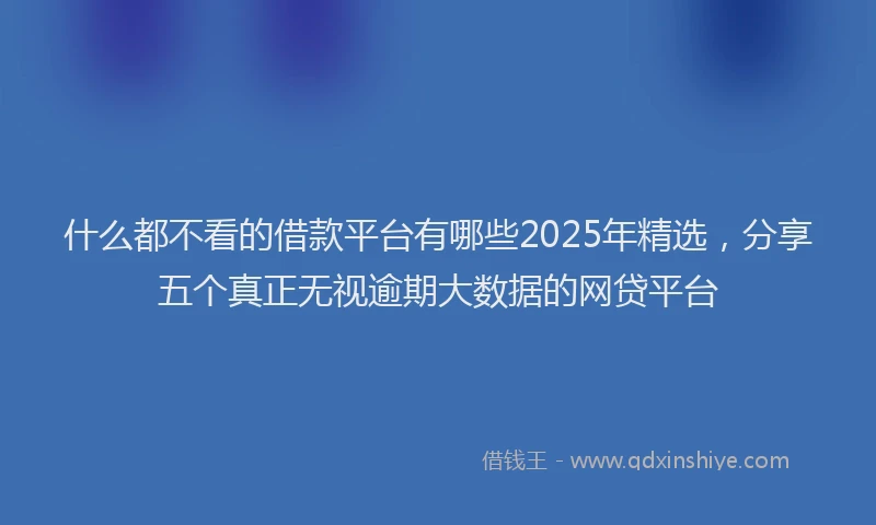 什么都不看的借款平台有哪些2025年精选，分享五个真正无视逾期大数据的网贷平台
