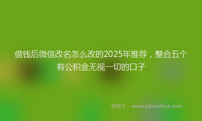 借钱后微信改名怎么改的2025年推荐，整合五个有公积金无视一切的口子