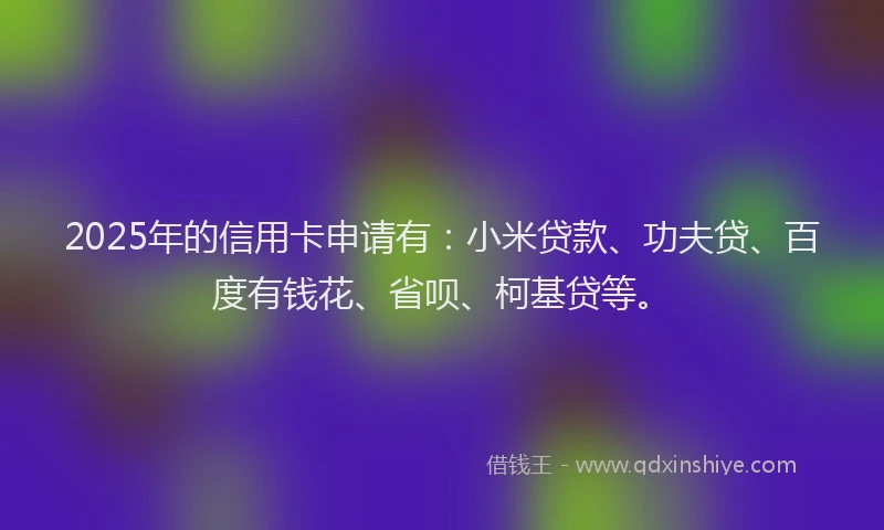 2025年的信用卡申请有：小米贷款、功夫贷、百度有钱花、省呗、柯基贷等。