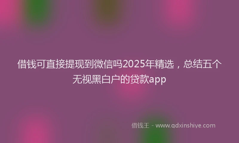 借钱可直接提现到微信吗2025年精选，总结五个无视黑白户的贷款app
