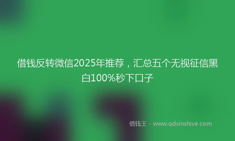 借钱反转微信2025年推荐，汇总五个无视征信黑白100%秒下口子