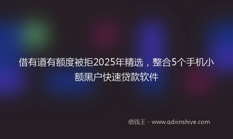 借有道有额度被拒2025年精选，整合5个手机小额黑户快速贷款软件
