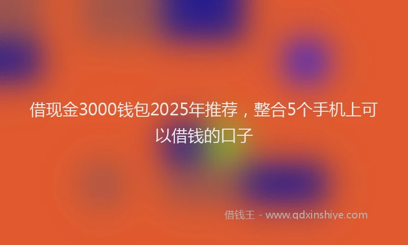 借现金3000钱包2025年推荐，整合5个手机上可以借钱的口子
