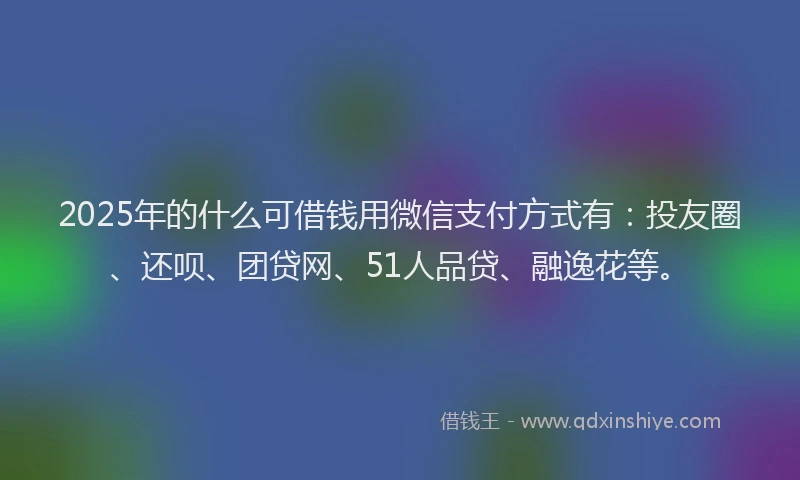 2025年的什么可借钱用微信支付方式有：投友圈、还呗、团贷网、51人品贷、融逸花等。