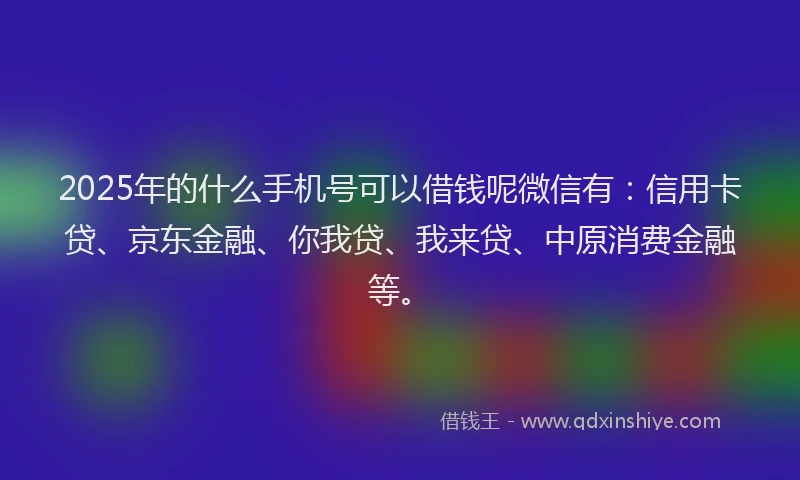 2025年的什么手机号可以借钱呢微信有：信用卡贷、京东金融、你我贷、我来贷、中原消费金融等。