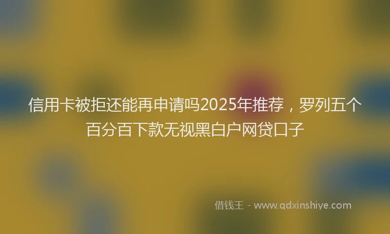 信用卡被拒还能再申请吗2025年推荐，罗列五个百分百下款无视黑白户网贷口子