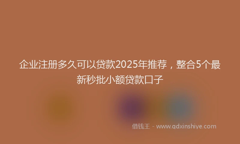 企业注册多久可以贷款2025年推荐，整合5个最新秒批小额贷款口子