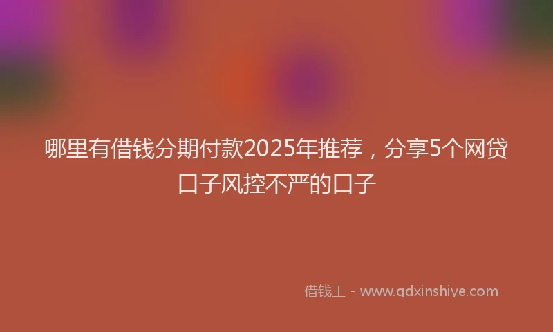 哪里有借钱分期付款2025年推荐，分享5个网贷口子风控不严的口子