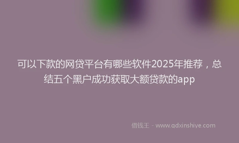可以下款的网贷平台有哪些软件2025年推荐，总结五个黑户成功获取大额贷款的app