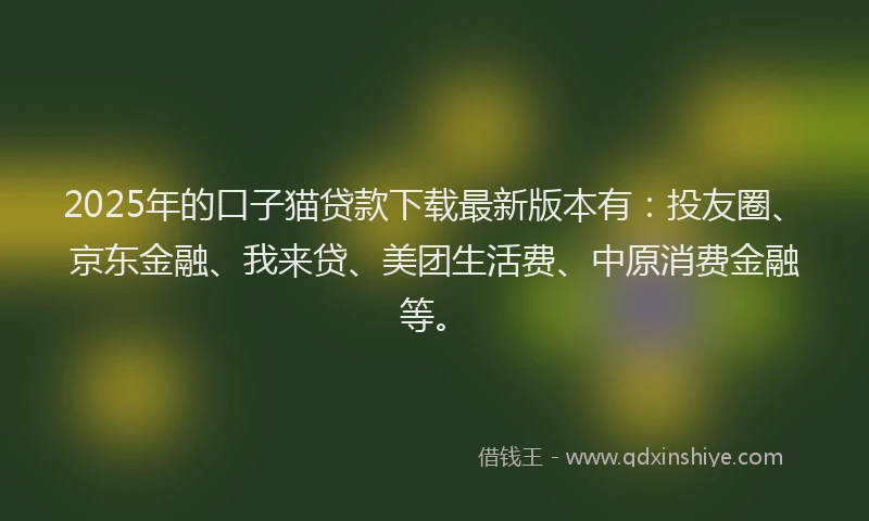 2025年的口子猫贷款下载最新版本有：投友圈、京东金融、我来贷、美团生活费、中原消费金融等。