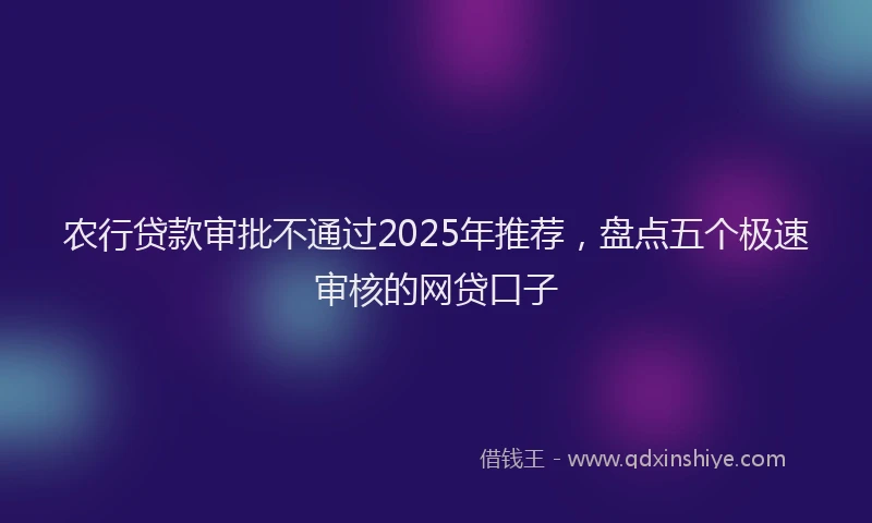农行贷款审批不通过2025年推荐，盘点五个极速审核的网贷口子