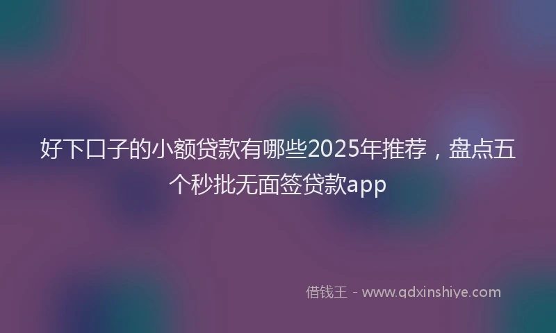 好下口子的小额贷款有哪些2025年推荐，盘点五个秒批无面签贷款app