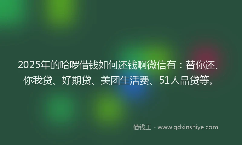 2025年的哈啰借钱如何还钱啊微信有：替你还、你我贷、好期贷、美团生活费、51人品贷等。