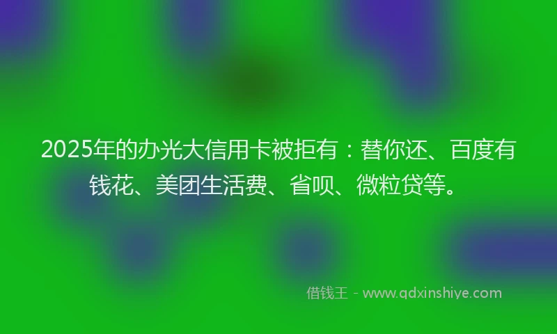 2025年的办光大信用卡被拒有：替你还、百度有钱花、美团生活费、省呗、微粒贷等。