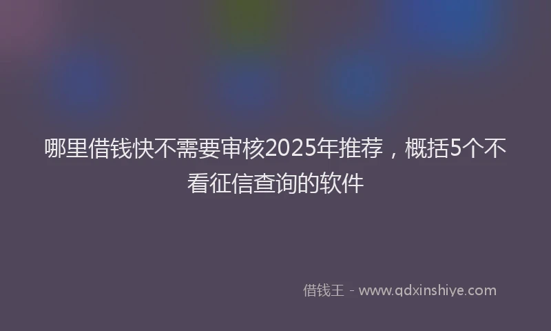 哪里借钱快不需要审核2025年推荐，概括5个不看征信查询的软件