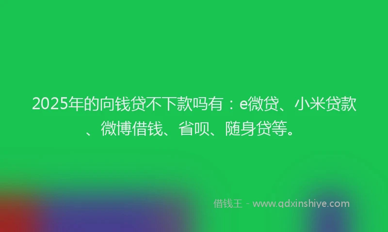 2025年的向钱贷不下款吗有：e微贷、小米贷款、微博借钱、省呗、随身贷等。