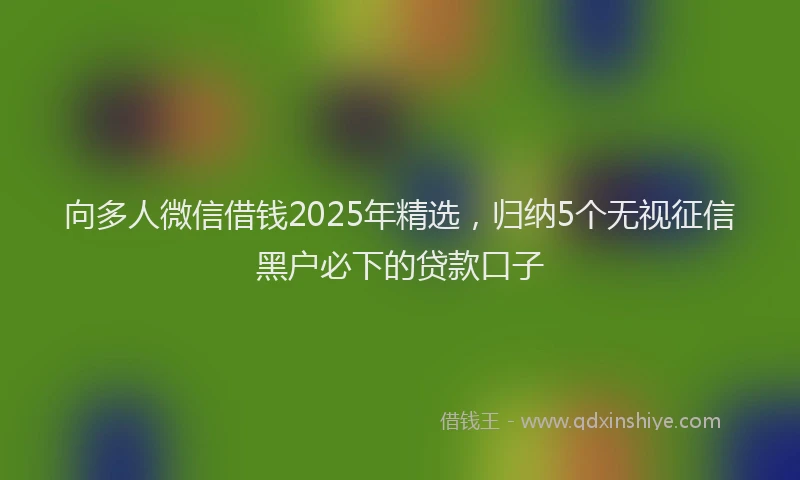 向多人微信借钱2025年精选，归纳5个无视征信黑户必下的贷款口子