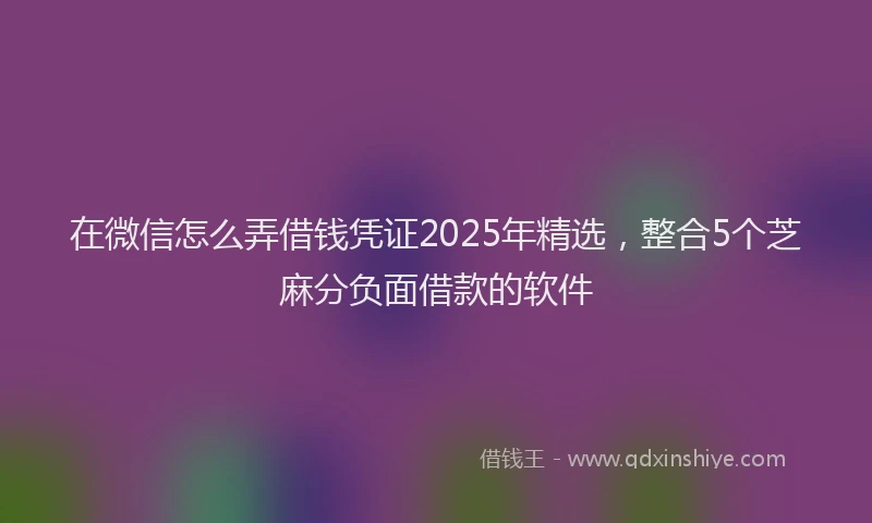 在微信怎么弄借钱凭证2025年精选，整合5个芝麻分负面借款的软件