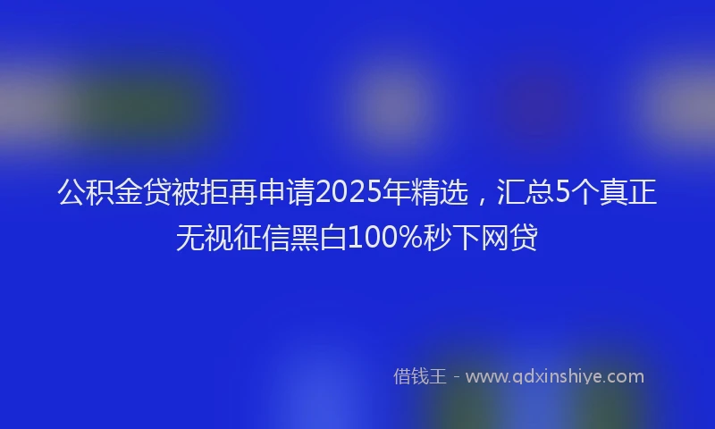 公积金贷被拒再申请2025年精选，汇总5个真正无视征信黑白100%秒下网贷