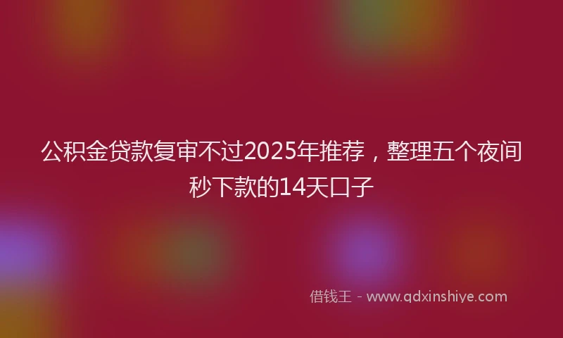 公积金贷款复审不过2025年推荐，整理五个夜间秒下款的14天口子