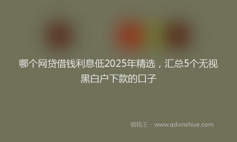 哪个网贷借钱利息低2025年精选，汇总5个无视黑白户下款的口子