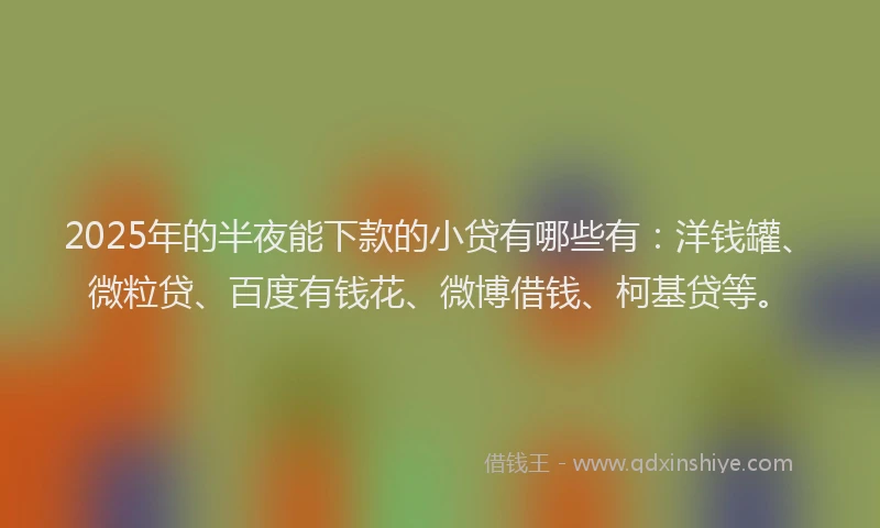 2025年的半夜能下款的小贷有哪些有：洋钱罐、微粒贷、百度有钱花、微博借钱、柯基贷等。