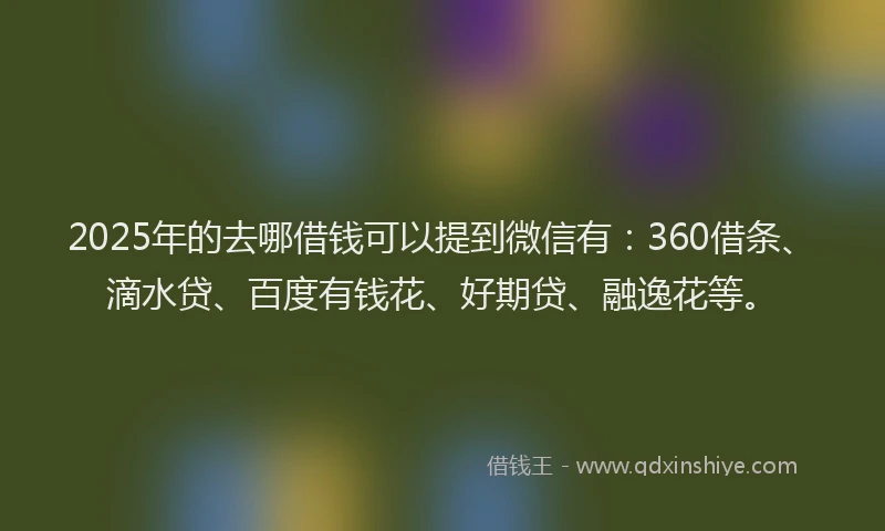 2025年的去哪借钱可以提到微信有：360借条、滴水贷、百度有钱花、好期贷、融逸花等。