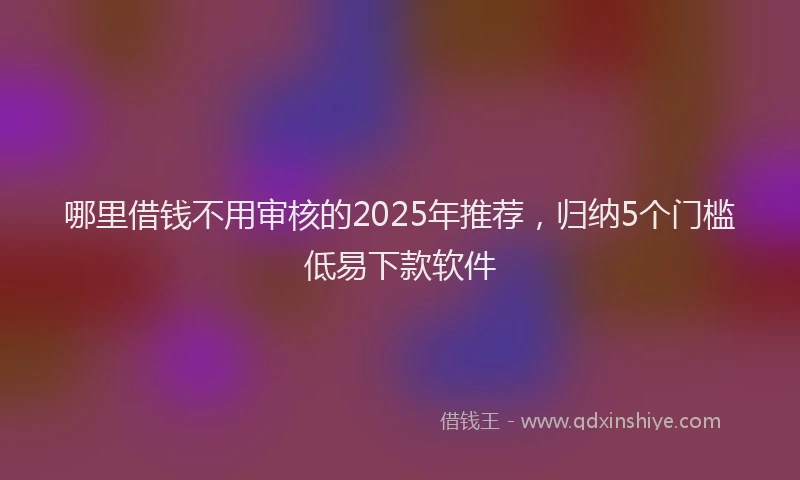 哪里借钱不用审核的2025年推荐，归纳5个门槛低易下款软件