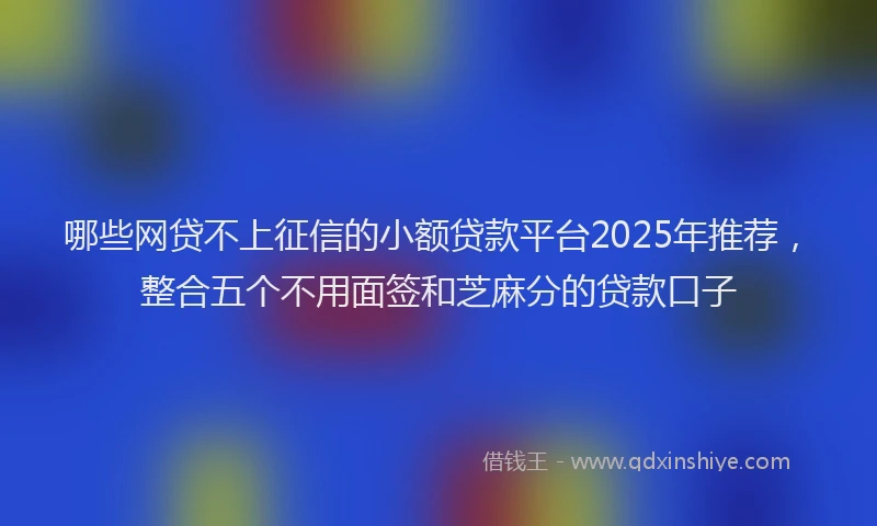 哪些网贷不上征信的小额贷款平台2025年推荐，整合五个不用面签和芝麻分的贷款口子