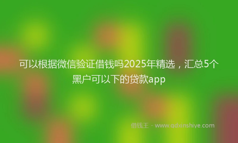 可以根据微信验证借钱吗2025年精选，汇总5个黑户可以下的贷款app